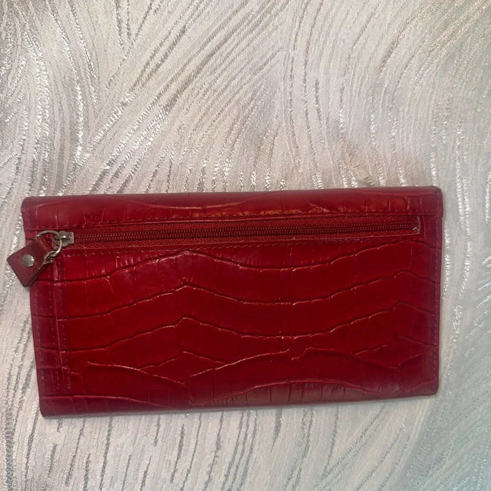 Prada Burgundy Crocodile-Embossed Leather Wallet - Picture 11 of 11